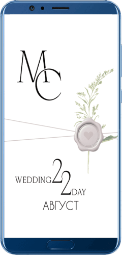 Сайт-приглашение на свадьбу на экране смартфона