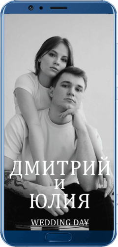 Сайт-приглашение на свадьбу на экране смартфона
